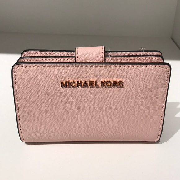 michael kors jet set travel saffiano leather bifold zip coin wallet